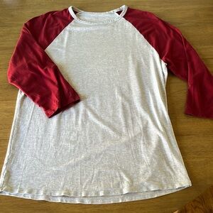 Lululemon men’s baseball tee, red/gray, size small, never worn
